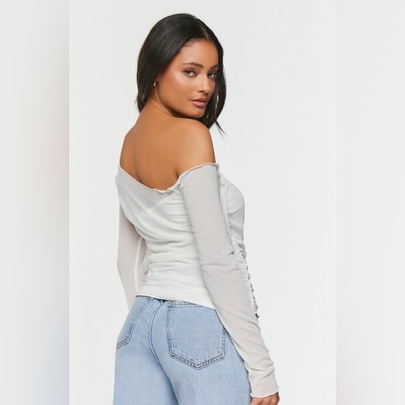 LAYERED MESH OFF THE SHOULDER TOP - Picture 3 of 4